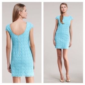 Lilly Pulitzer Jeanette Shorely Blue Cap Sleeve Floral Lace Dress